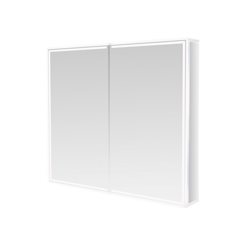 Dulap cu oglindă inteligentă pentru baie LED cu două uși (cu comutator anti-aburire cu glisare manuală) Dulap cu oglindă inteligentă pentru baie LED cu două uși (cu comutator anti-aburire cu glisare manuală)