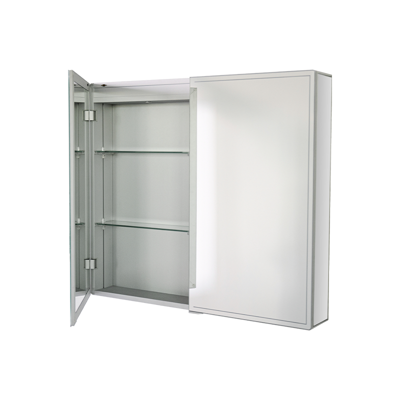Dulap cu oglindă impermeabilă cu două uși din aliaj de aluminiu, cu lumini LED Dulap cu oglindă impermeabilă cu două uși din aliaj de aluminiu, cu lumini LED